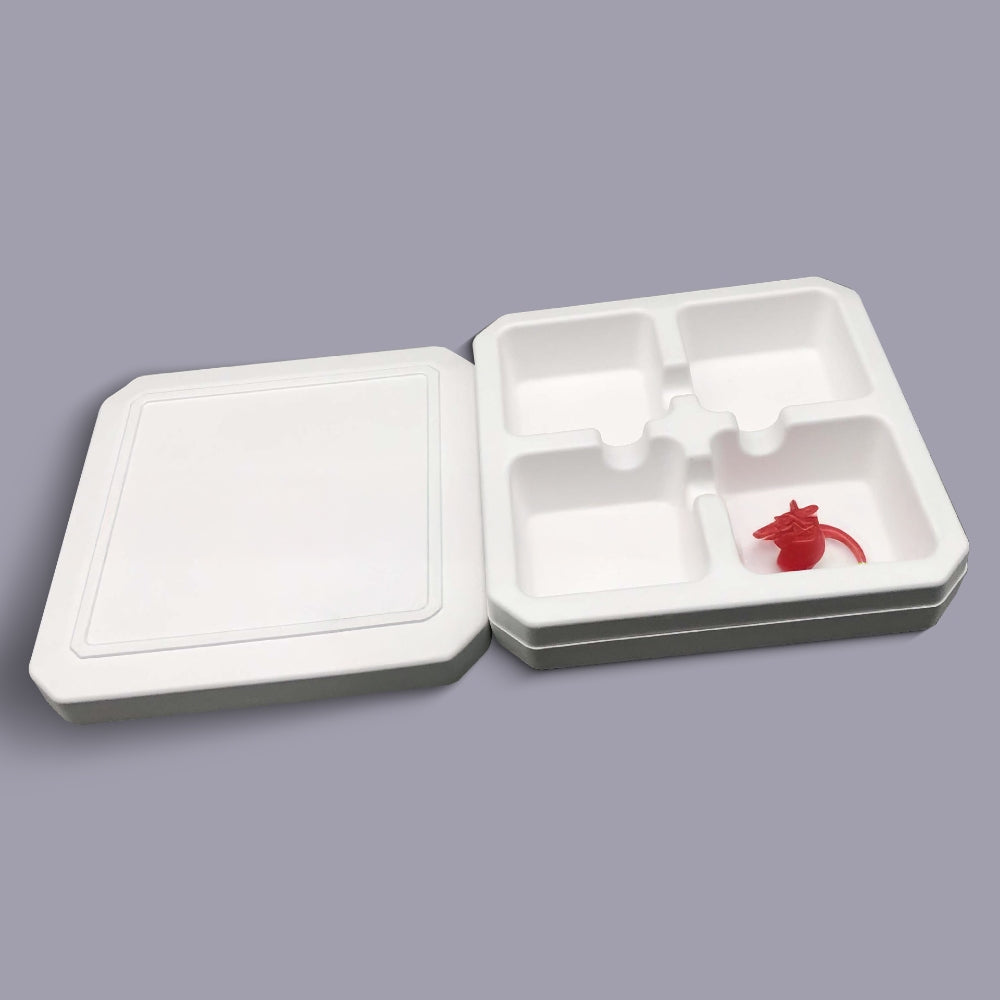 New Sustainable Snacks Treats Boxes White Pulp Boxes Mooncake Paper Tray - Otarapack