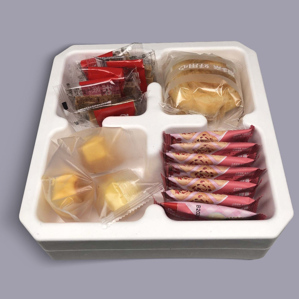 New Sustainable Snacks Treats Boxes White Pulp Boxes Mooncake Paper Tray - Otarapack