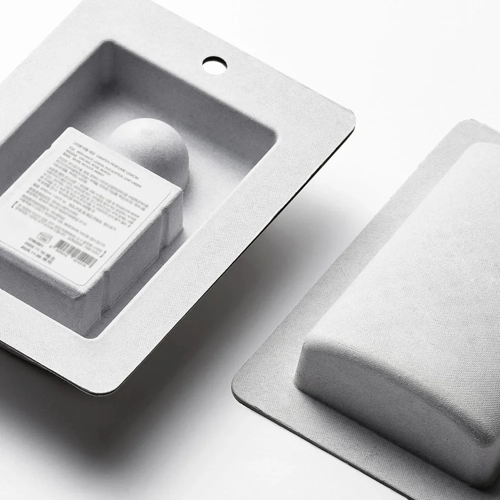 Grey Pulp Clamshell Biodegradable Perfume Packaging - Otarapack