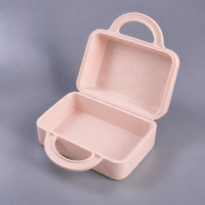 Mould Pulp Suitcase Cosmetic Skincare Packaging Box With Paper Handle