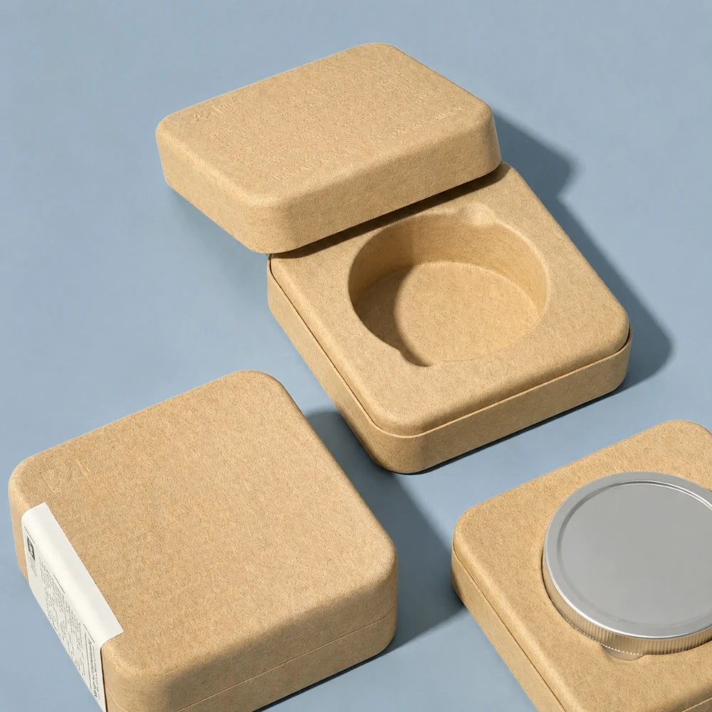 Natural Wood Color Solid Perfume Balm Molded Pulp Box