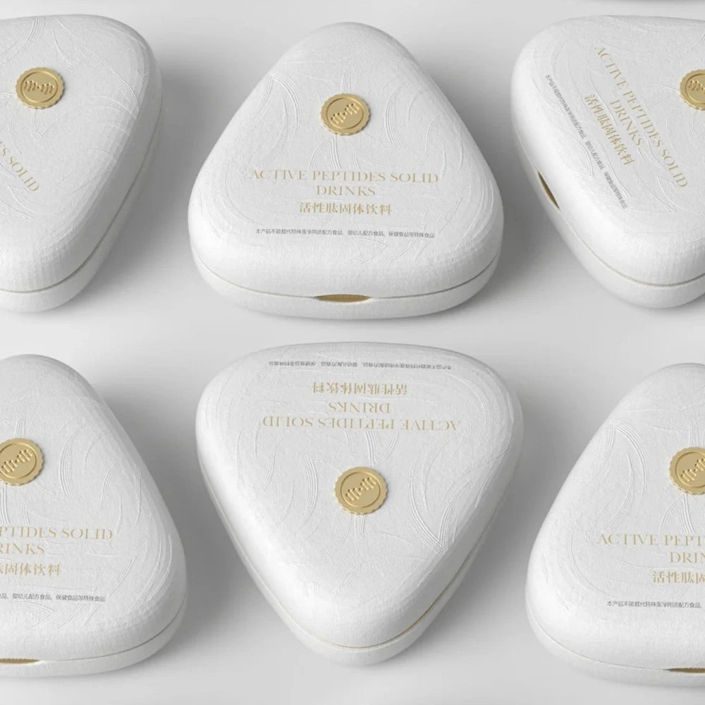 White Triangle Pulp Biodegradable Supplement Packaging - Otarapack