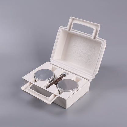 Mould Pulp Suitcase Cosmetic Skincare Packaging Box With Paper Handle - Otarapack